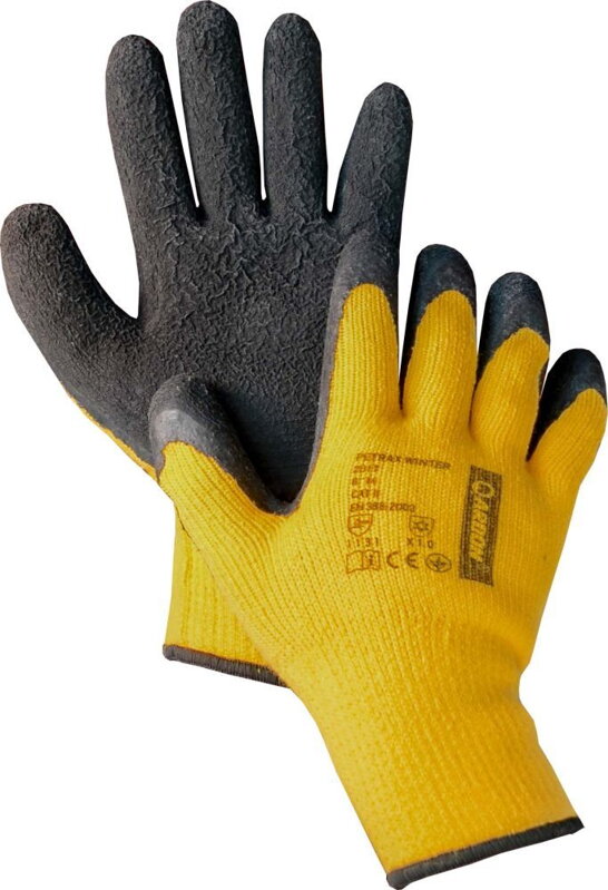 Rukavice PETRAX, WINTER A9190 polomáčené žluté, vel. 8